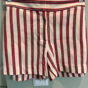 LOFT Striped High Waist Shorts in Red and Cream